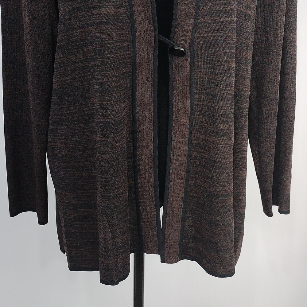 Women's Open Front Brown Marled Cardigan Sweater - Picture 5 of 7